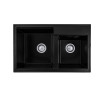 Chiuveta bucatarie granit neagra uni doua cuve asimetrice 80 x 50 cm Granitex Elite Duo
