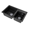 Chiuveta bucatarie granit negru natur doua cuve asimetrice 80 x 50 cm Granitex Elite Duo