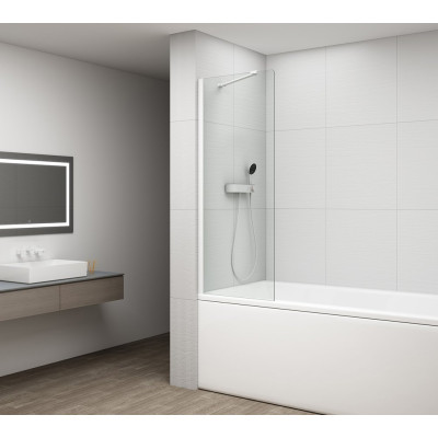 Paravan cada sticla profile albe 80 x 150 cm Polysan Fisa