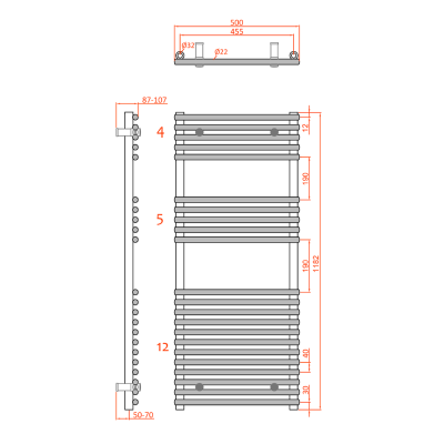 Radiator portprosop tip scara cromat 50 x 120 cm Sapho Deserto