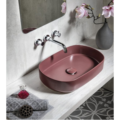 Lavoar baie oval pe blat maro rosiatic Isvea Infinity 55 x 36 cm