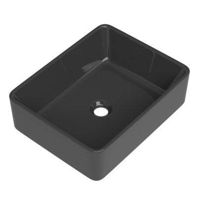Lavoar baie portelan negru dreptunghiular pe blat 46.5 x 37 cm Chroma Noir