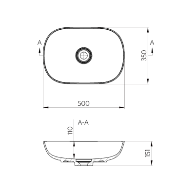 Lavoar oval pe blat 50 x 35 marmra compozit Sapho Eridan
