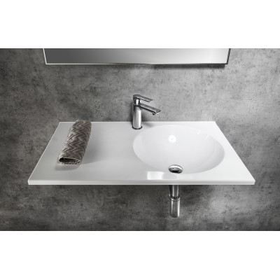 Lavoar baie dreptunghiular cu blat si cuva rotunda in partea dreapta 100 x 47 cm Sapho Juno 