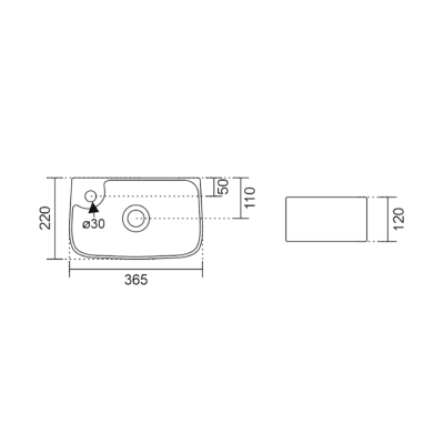 Lavoar baie baie mica 36.5 x 22 cm Aqualine Belle