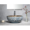 Lavoar traditional rotund sculptat si colorat cupru & albastru Sapho Priori Gordios