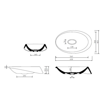Lavoar baie marmura comzpozit design autentic 64 x 42 cm Goccia Mineralicast Duro