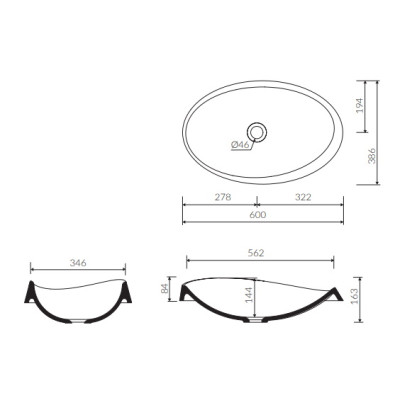 Lavoar baie incastrabil marmura compozit 60 x 38.6 cm Alice Mineralicast