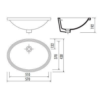 Lavoar baie oval sub blat 57 x 43 cm Creavit Under Lavoar baie oval sub blat 57 x 43 cm Creavit Under