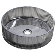Lavoar baie sticla fumurie rotund pe blat 39.5 cm cu striatii Sapho Anhelo