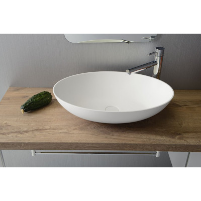 Lavoar oval pe blat piatra compozit 60 x 40 Sapho Thin RockStone
