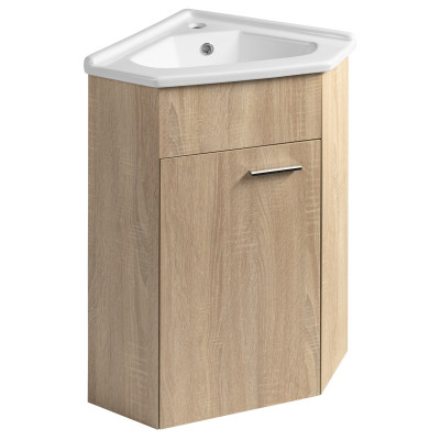 Dulap baie de colt finisaj stejar pentru lavoar Aqualine Zoja