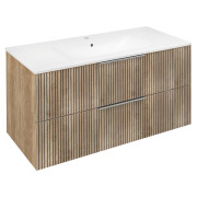 Dulap lavoar baie 100 cm cu sertare fronturi riflaj natur Sapho Cirasa Dulap lavoar baie 100 cm cu sertare fronturi riflaj natur Sapho Cirasa
