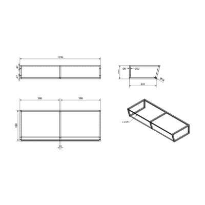 Cadru otel negru pentru lavoar dublu stil industrial SKA 120
