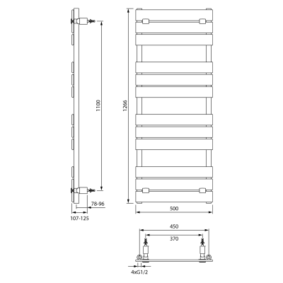 Radiator calorifer portprosop negru 50 x 126 cm Aqualine Bondeco