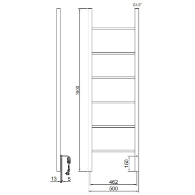 Radiator portprosop electric negru 50x160 cm Sapho Karbo 120W