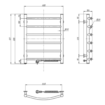 Radiator portprosop electric 48 x 61 cm 148W alb Aqualine