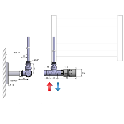 Robinet monobloc tur retur, o singura conexiune, Sapho Mono cu termostat, 40 mm Robinet monobloc tur retur, o singura conexiune, Sapho Mono cu termostat, 40 mm