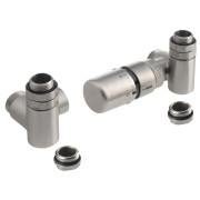 Robineti radiator otel inox cu termostat Sapho Combi, racorduri pt rezistenta electrica