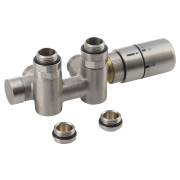 Robinet radiator otel inox cu termostat Sapho Twin Combi, racorduri rezistenta electrica