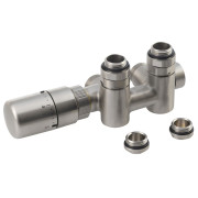 Robinet radiator otel inox cu termostat Sapho Twin Combi, v. stanga, functionare duala