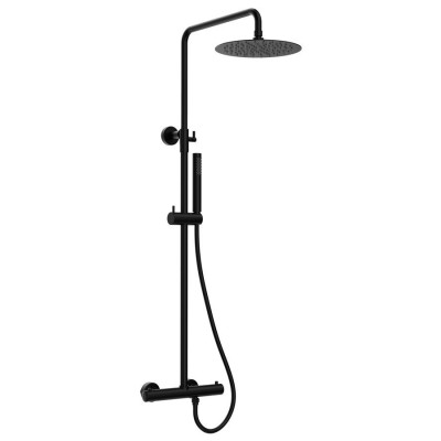 Coloana set dus negru cu baterie termostatica design cilindric SAPHO