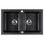 Chiuveta bucatarie granit doua cuve Sapho 78x47.5 neagra