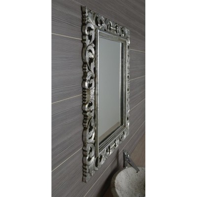 Oglinda rama lemn sculptat argintiu antichizat Antique Glamour 80x120