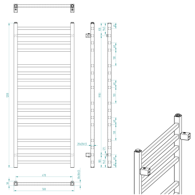 Radiator calorifer portprosop tip scara cromat 50 x 120 cm SAPHO Metro