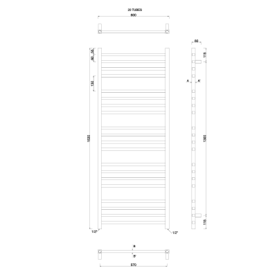 Radiator calorifer portprosop tip scara cromat 60 x 153 cm SAPHO Metro