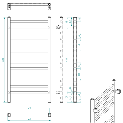 Radiator calorifer portprosop tip scara cromat 45 x 89 cm SAPHO Metro