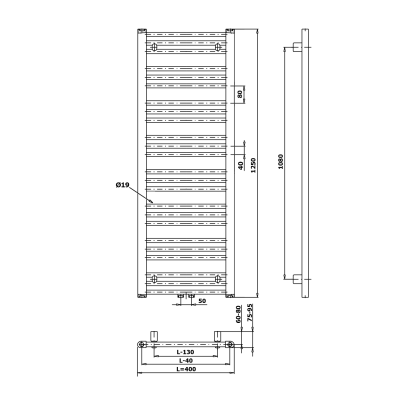 Radiator portprosop negru 40 x 125 cm 437W Bruckner Albrecht