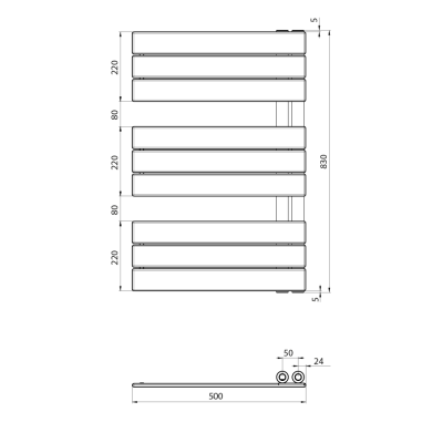 Calorifer portprosop asimetric negru 50 x 83 cm Aqualine Mythos