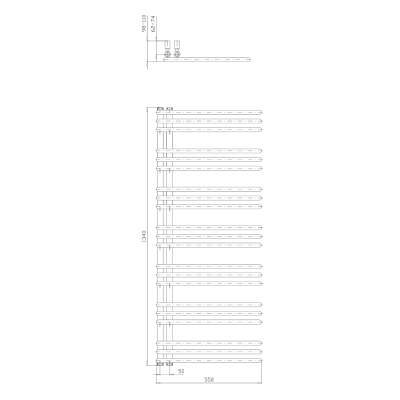 Radiator portprosop asimetric negru 55 x 134 Aqualine Poseidon