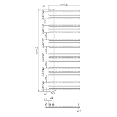 Radiator calorifer portprosop elementi laterali 50 x 120 cm alb Unixa Tubera