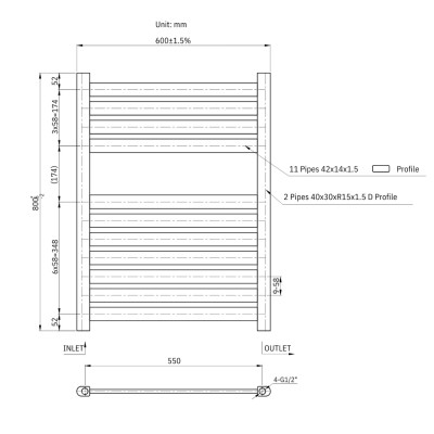 Radiator calorifer portprosop tip scara 60 x 80 cm alb Unixa Laddera