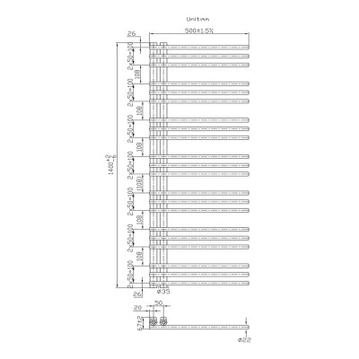 Radiator calorifer portprosop elementi laterali 50 x 140 cm negru Unixa Tubera