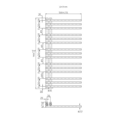 Radiator calorifer portprosop elementi laterali 50 x 90 cm negru Unixa Tubera