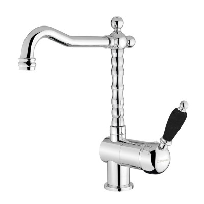 Baterie chiuveta bucatarie Sapho Kirke Retro maneta ceramica neagra