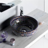 Lavoar baie violet pictat in tema florala rotund 41 cm Stilia