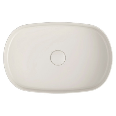 Lavoar baie ivoriu oval pe blat cu margini subtiri Isvea Infinity 55 x 36 cm