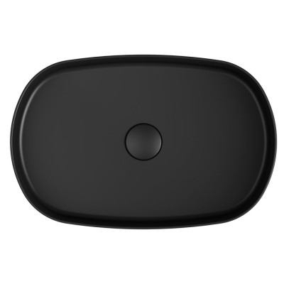 Lavoar oval negru margini subtiri pe blat Isvea Infinity 55 x 36 cm