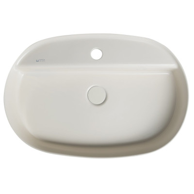 Lavoar oval ivoriu pe blat Isvea Infinity 60 x 40 cm cu orificiu baterie