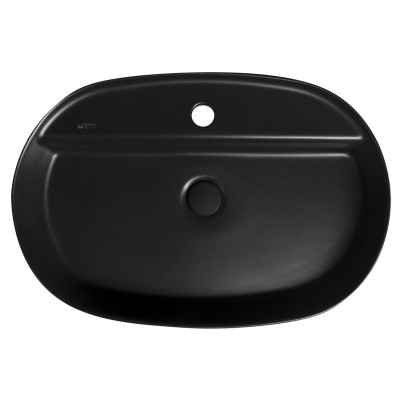 Lavoar oval pe blat negru mat cu orificiu baterie Isvea Infinity 60 x 40 cm