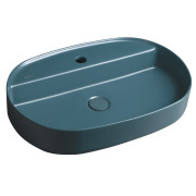 Lavoar baie oval pe blat verde petrol cu orificiu baterie Isvea Infinity 60 x 40 cm