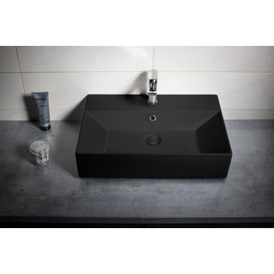 Lavoar dreptunghiular pe blat negru 60x42, margini slim, Isvea Sistema