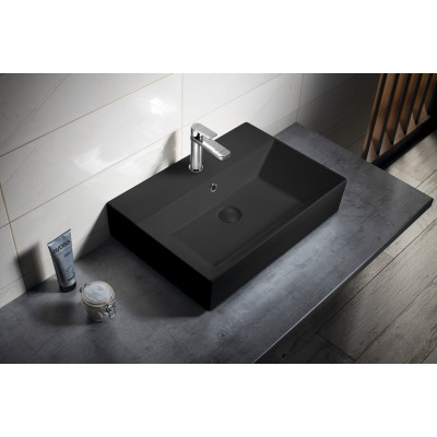Lavoar dreptunghiular pe blat negru 60x42, margini slim, Isvea Sistema