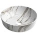 Lavoar baie rotund ceramic aspect marmura alba 41 cm SAPHO Rondea
