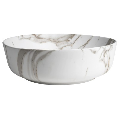 Lavoar baie rotund ceramic aspect marmura alba 41 cm SAPHO Rondea