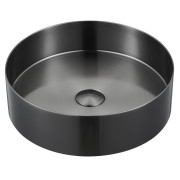 Lavoar otel inox gun metal rotund pe blat Sapho Aurum d 38 cm